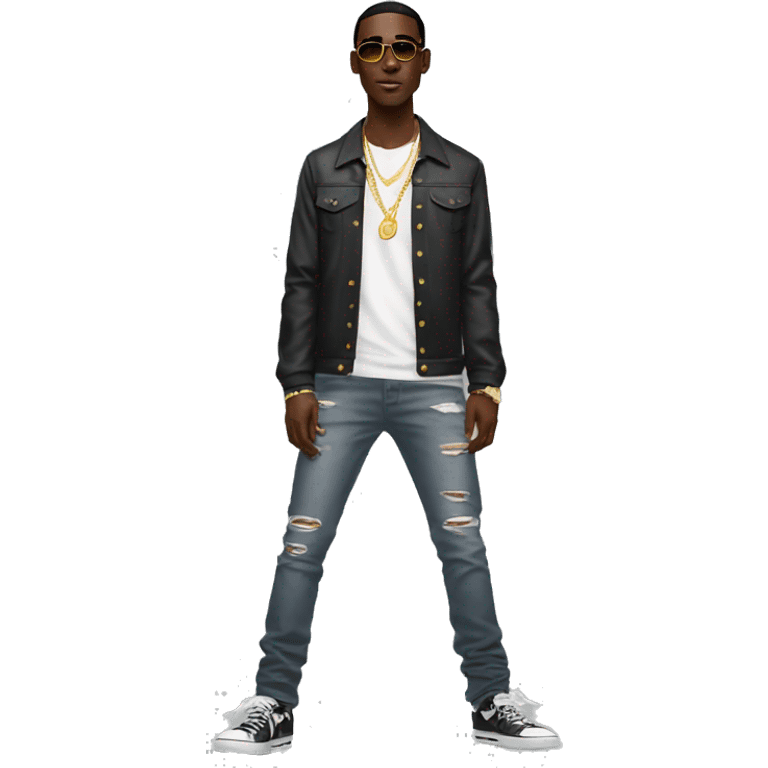 Young Dolph, full body, with angel wings emoji