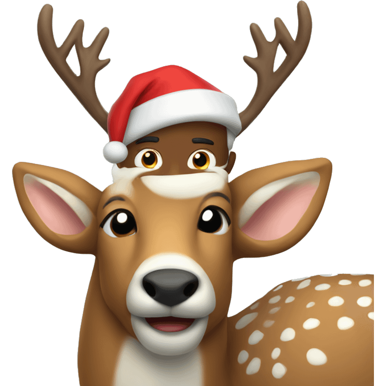 Santa behind a deer emoji