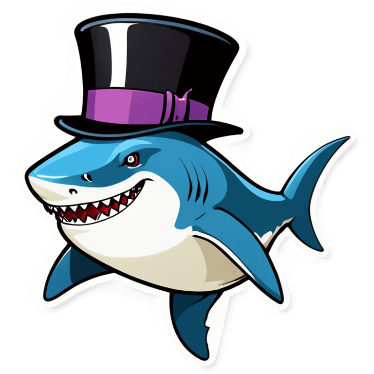 Shark with a top hat emoji