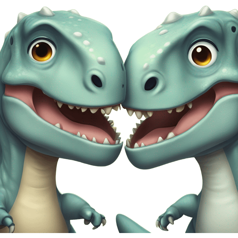 Dinosaurs kissing emoji