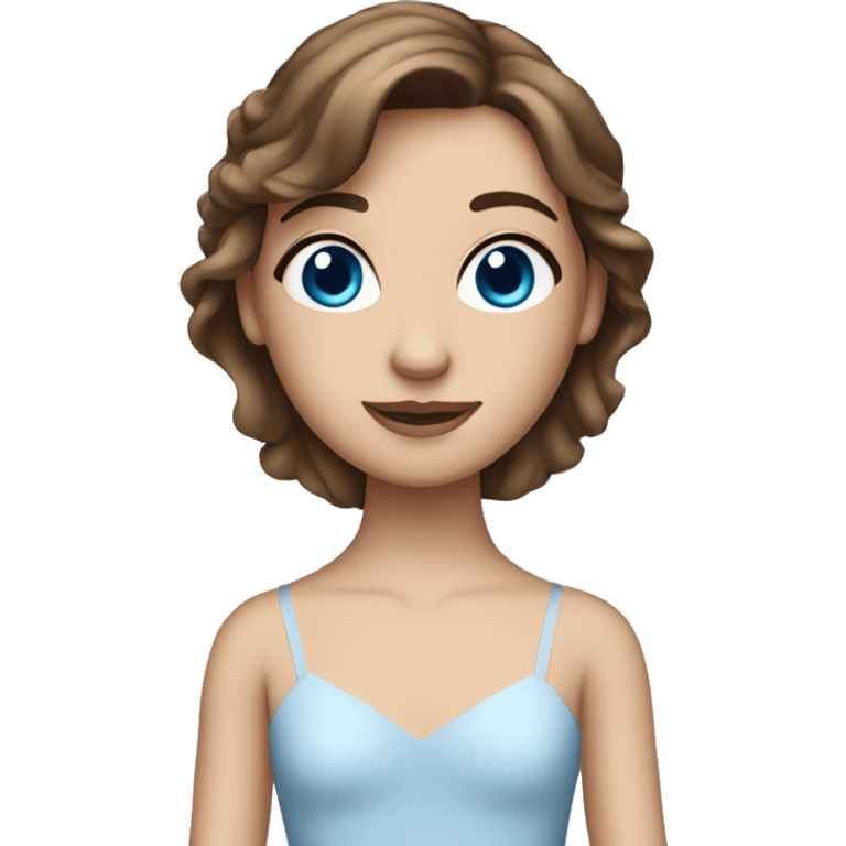 Ballerina with brown hair and blue eyes emoji