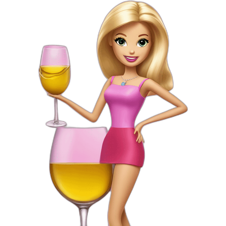 Barbie avec verre de vin emoji