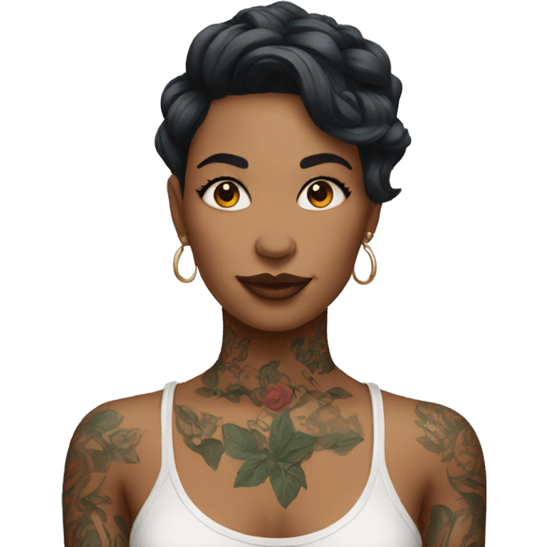 Woman wearing tattoos  emoji