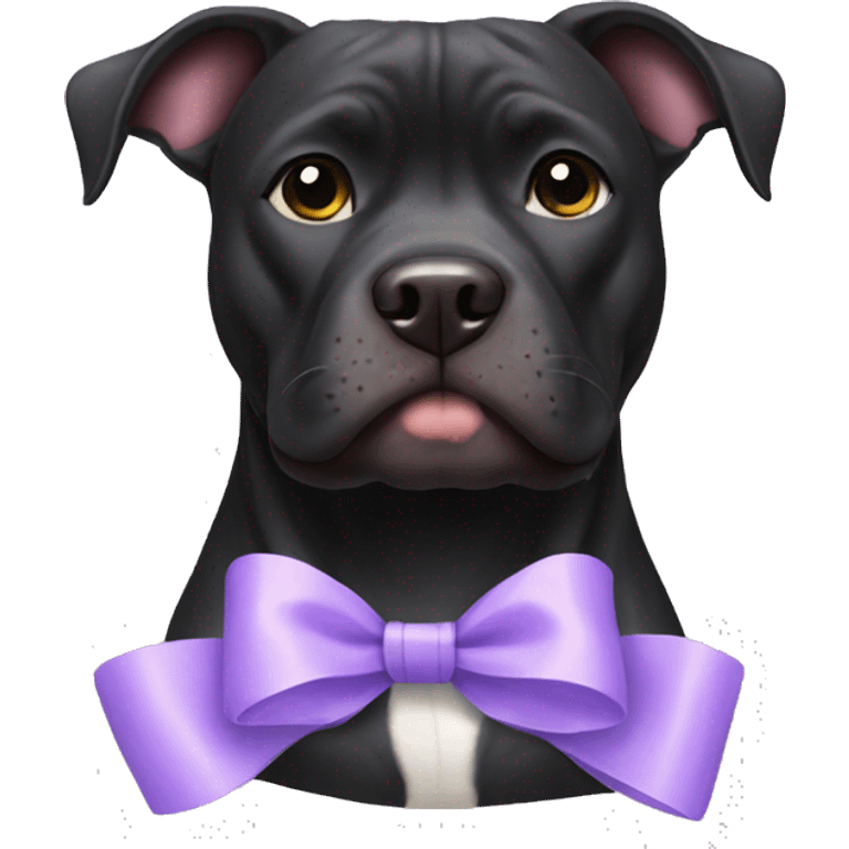 Black Pitbull with lavender bow emoji