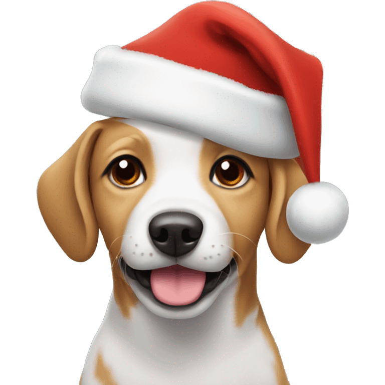 Dog wearing a Christmas hat emoji