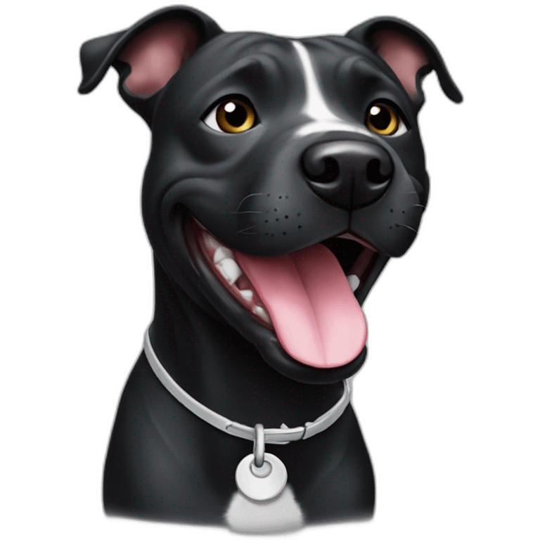 Happy black staffy with white mark on the neck  emoji