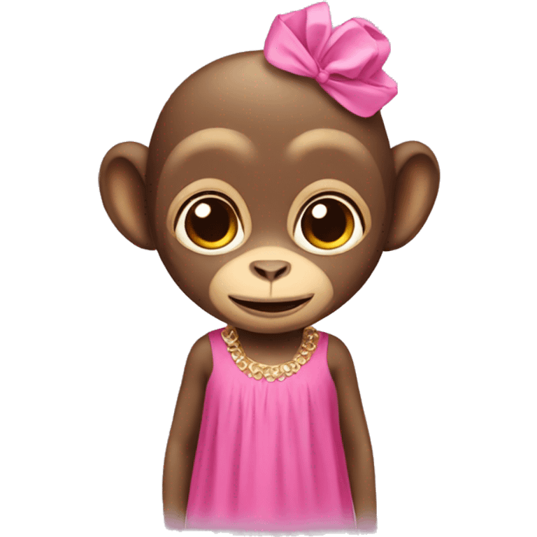 monkey with a pink dress emoji