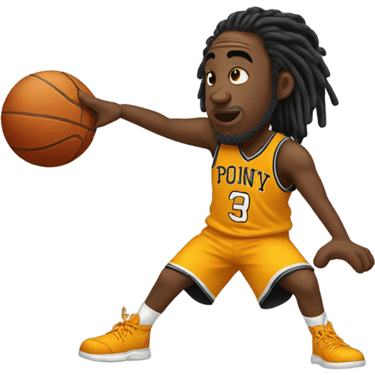 Blackman with dreadlocks playing basketball  emoji