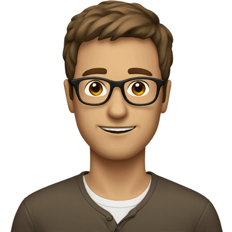 Man with short brown hair and brown glasses  emoji