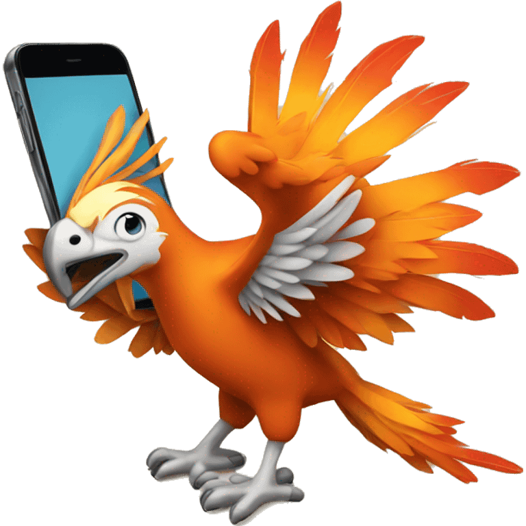 phoenix with an smartphone emoji