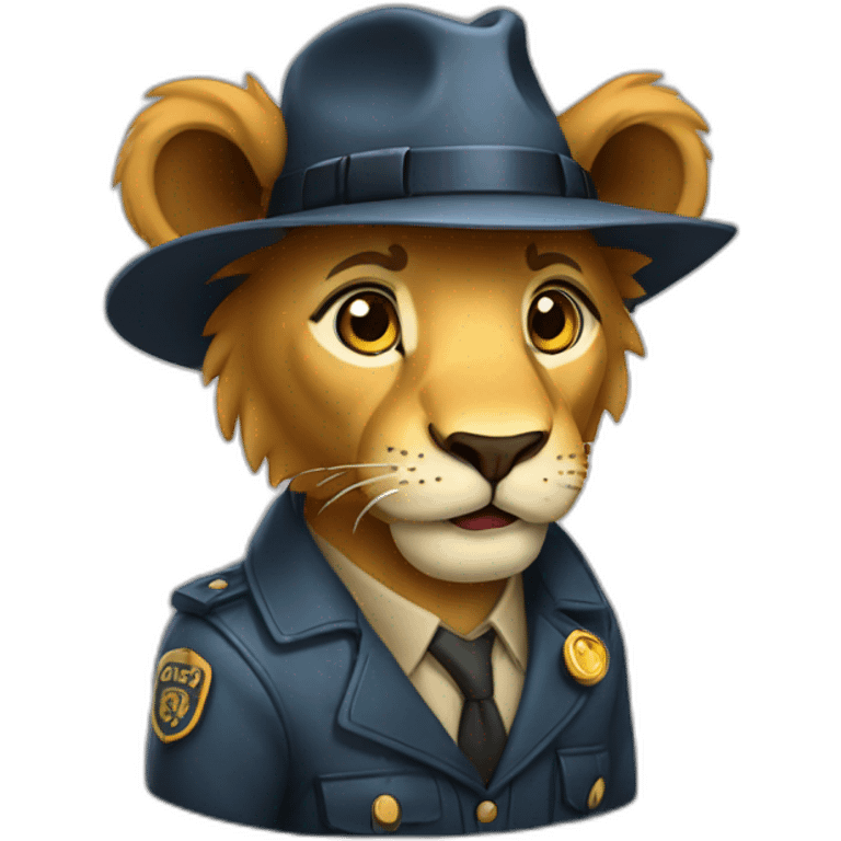 lion detective very excited emoji