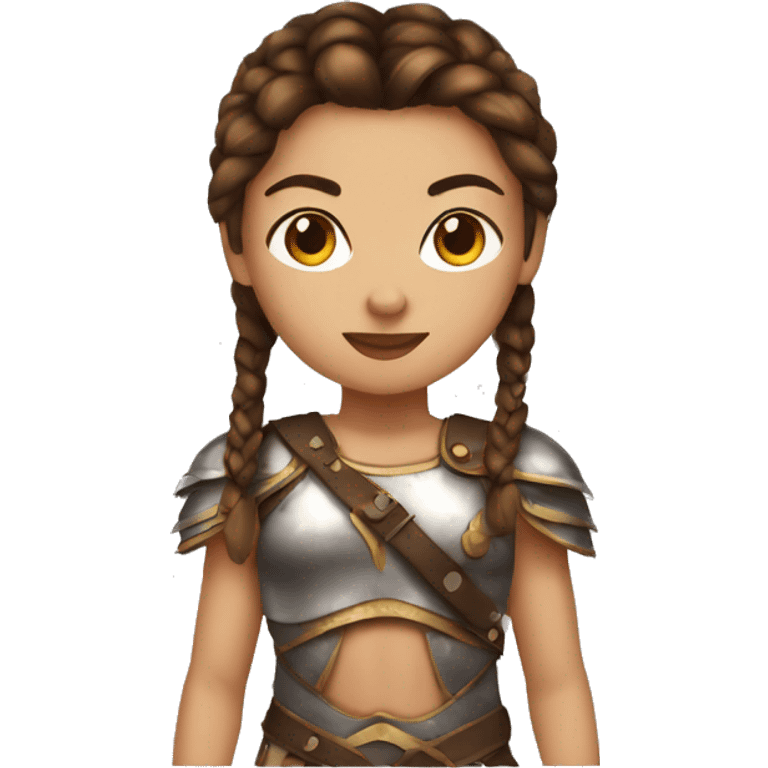 Girl gladiator with braided brown hair and sunglasses emoji