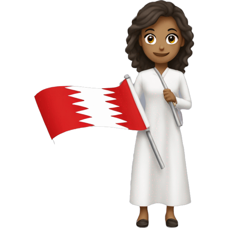 Bahrain flag and a woman holding it emoji