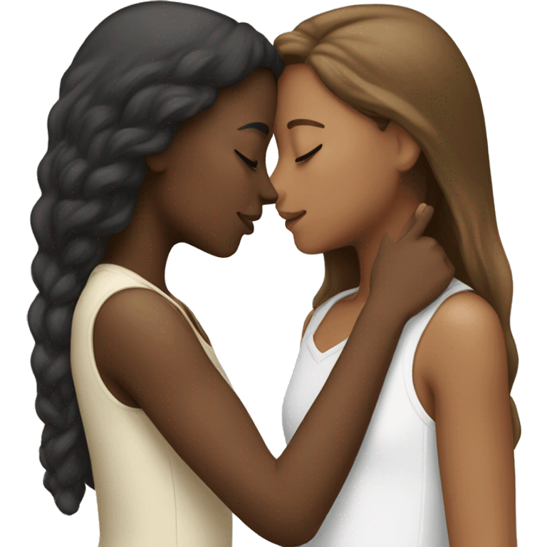 Two girls kissing one white and the other white skin color  emoji