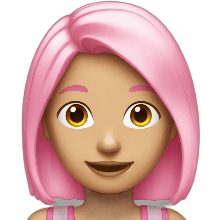 Blonde girl with pink hair smiling emoji