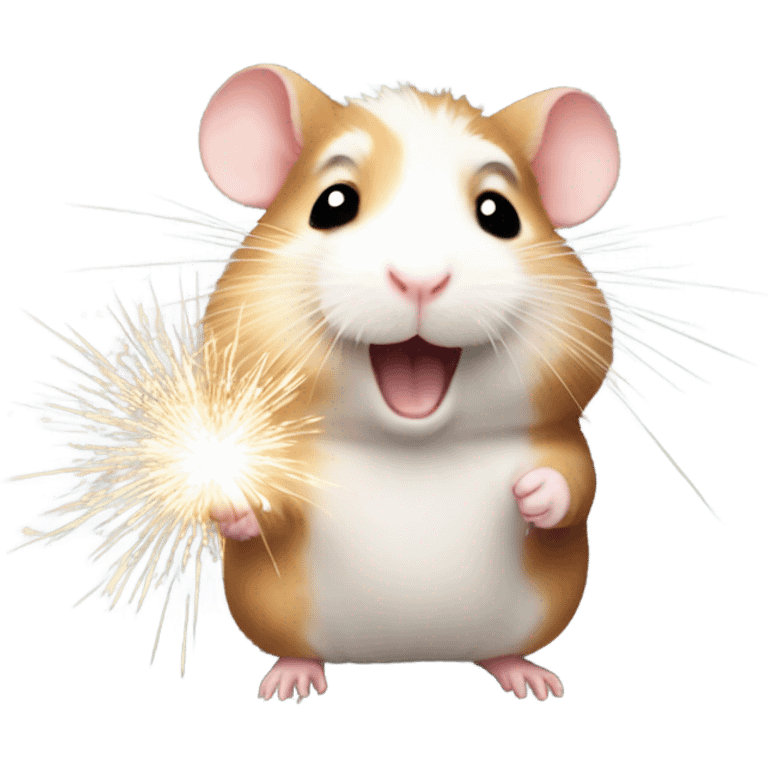 Christmas hamster with sparkler emoji