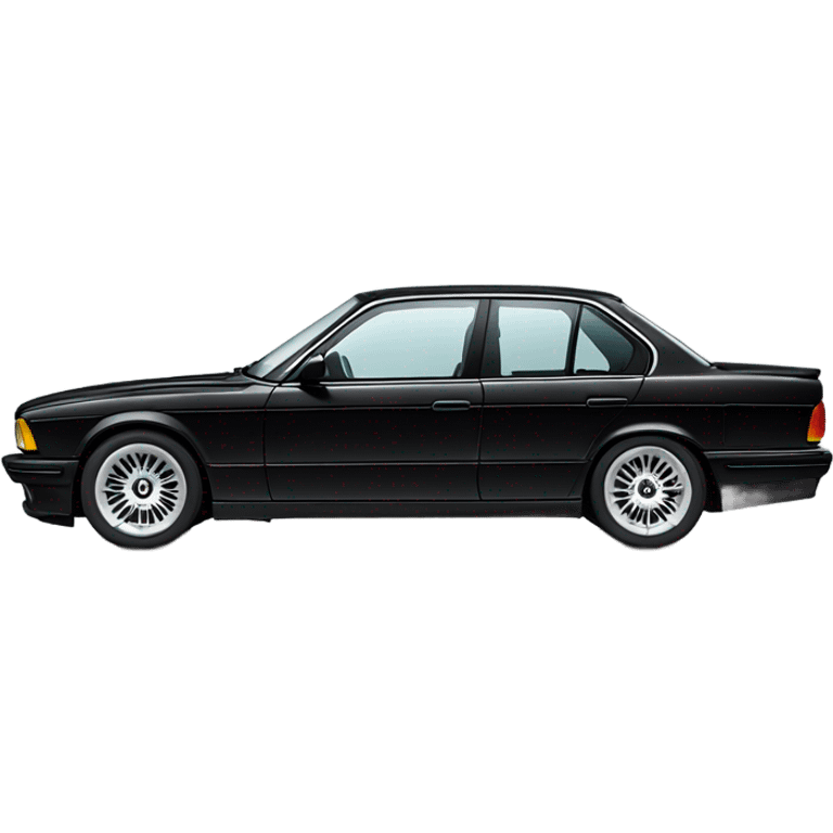 Bmw e32 black side view black interior v8 spoke wheels emoji