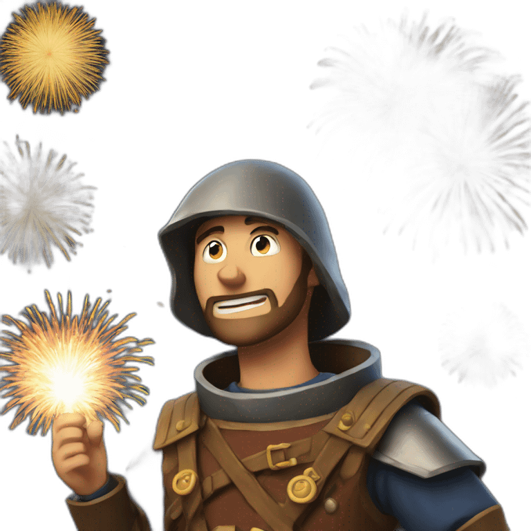 medieval Pyrotechnician seeing some fireworks go off in front of him emoji