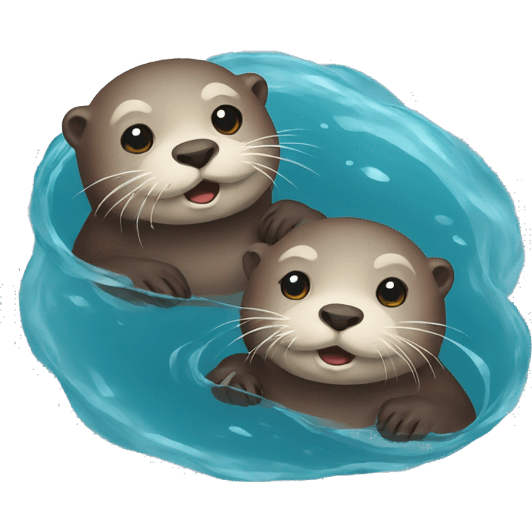 two otters floating in water emoji