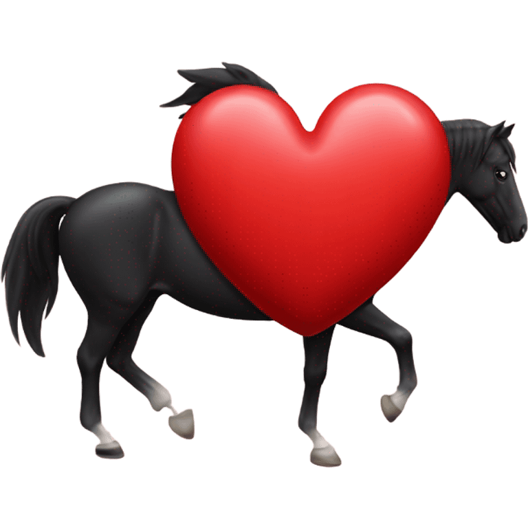 Black Horse centered within a red heart emoji