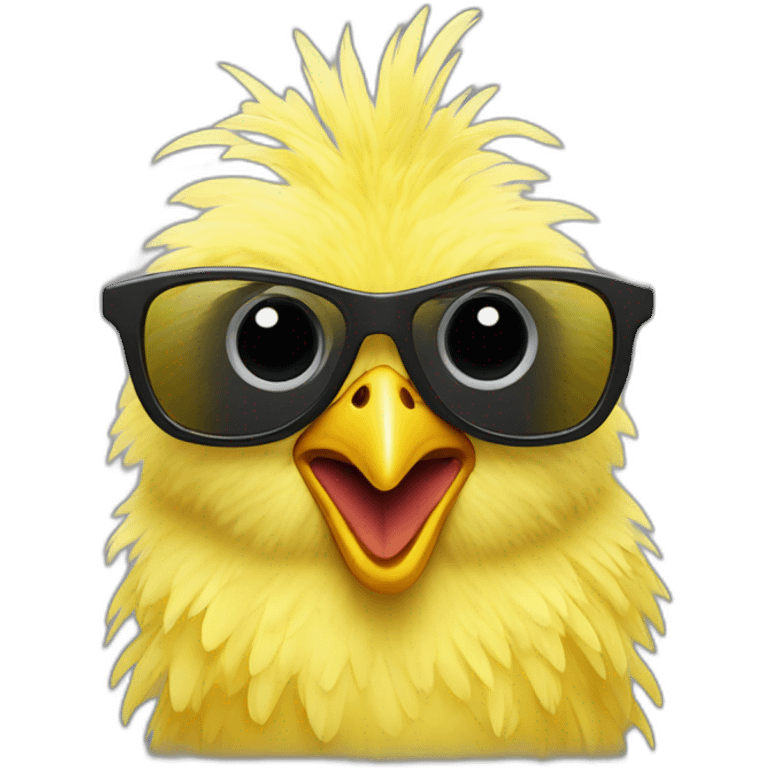 Fluffy yellow chicken with dark glasses after an electric failure emoji