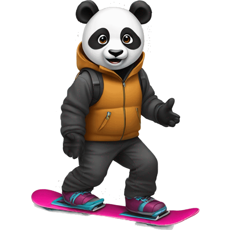 Snowboarding panda emoji