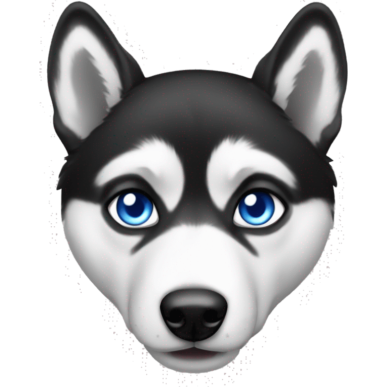 Blue eyes husky black and white  emoji