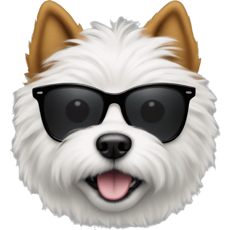 Fluffy dog with sunglasses emoji