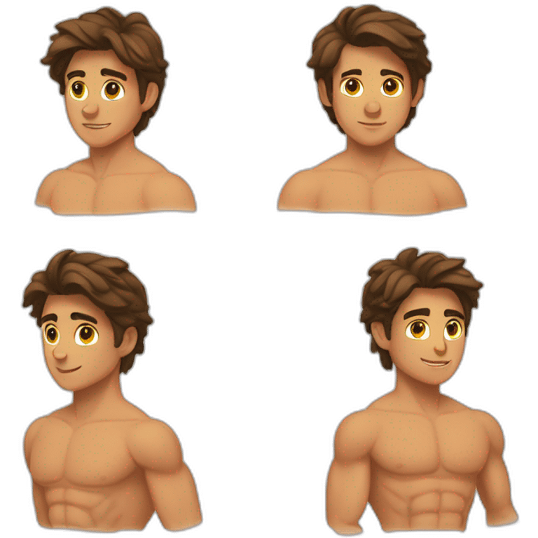 Beau gosse musclé brun adolescent emoji