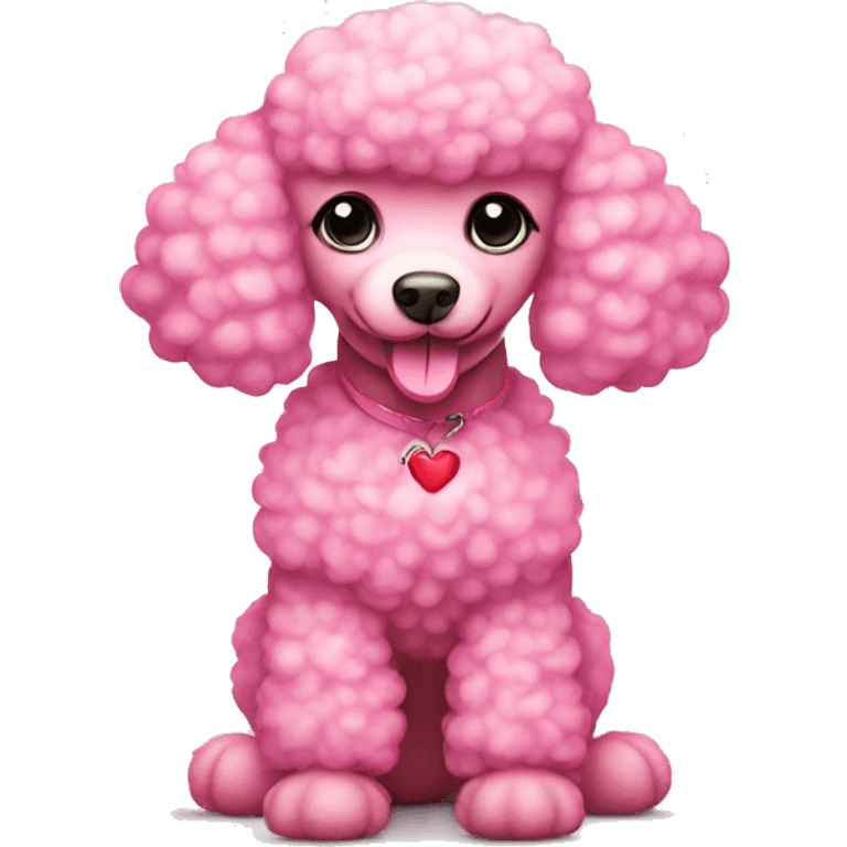 Pink poodle with a heart shaped tail emoji