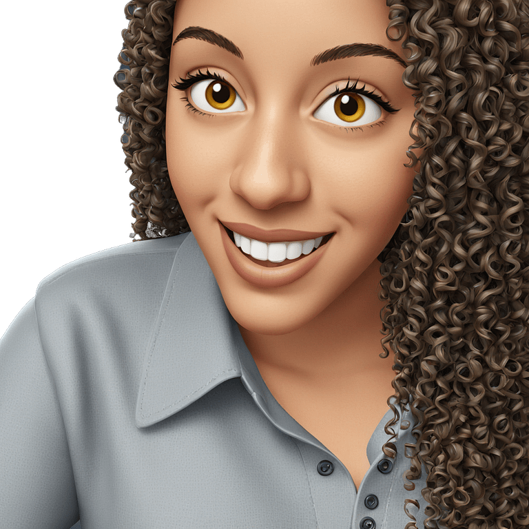 smiling girl with curly hair emoji