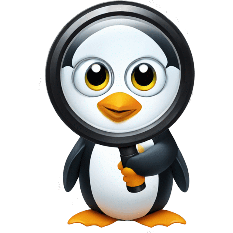 penguin holding a magnifying glass emoji