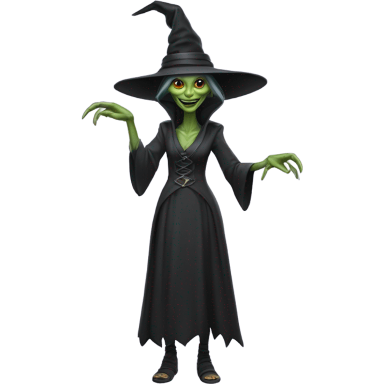 a Reptilian alien woman, as witch, happy, full body emoji