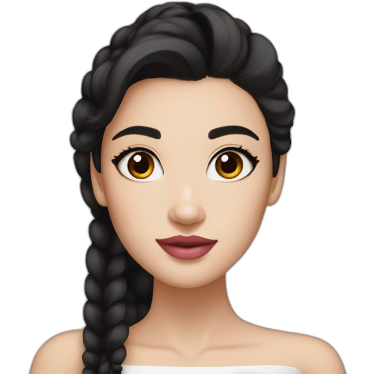 Beautiful woman,Black hair,long hair,White skin,oval face,big eyes,Blackeyes,Pink lips,Chinese emoji