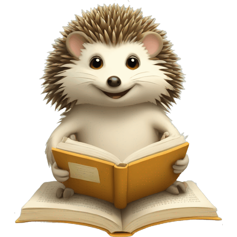 a hedgehog reading a book emoji