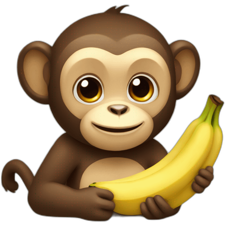 cute monkey with bananas emoji