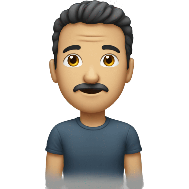 man biting his lower lip hand on chin emoji