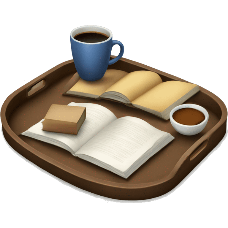 the tray with book and coffee on it emoji