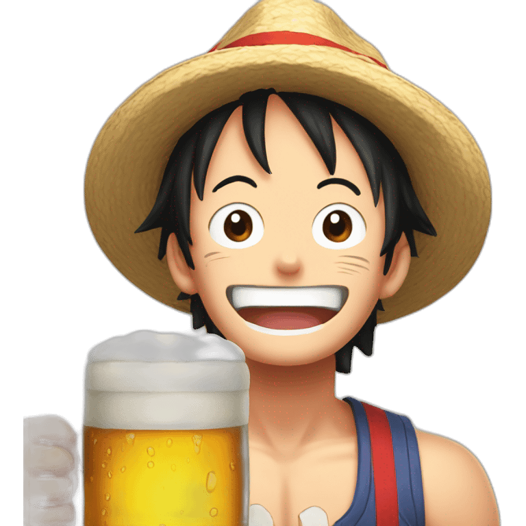 Luffy cheer a beer emoji