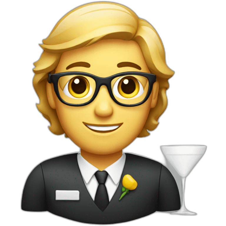 waiter with tray with glasses in hand emoji