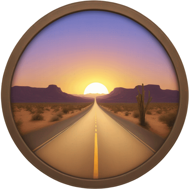 Desert road leading to a sunset in round frame  emoji