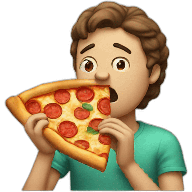 Somebody sad eating a pizza emoji