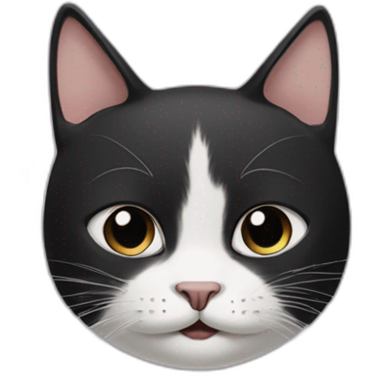 Black and white cat with a black little mustache under the nose emoji