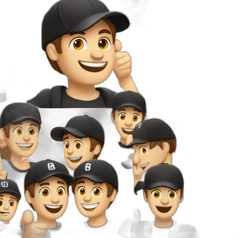 short brown haired man, light stubble with black baseball cap, happy thumbs up emoji