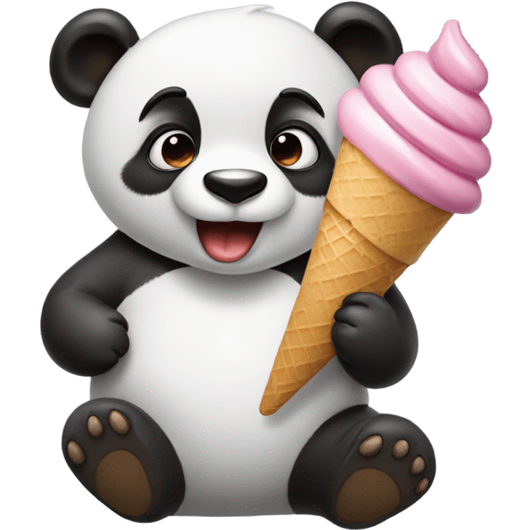 Panda eating ice cream emoji