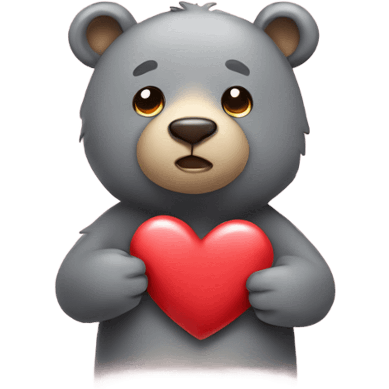 Bear holding a heart that says I love you emoji