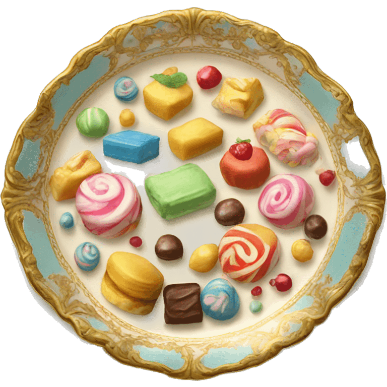 vintage rococo plate of sweets emoji