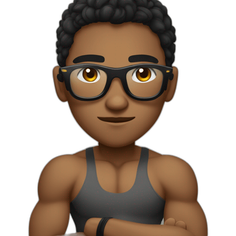 Boy Sri lankan MMA fighter with glases black and lisse hairwhit a boxer potition emoji