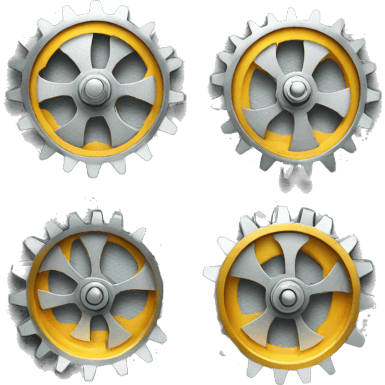 three different sized cog wheels from left to right emoji