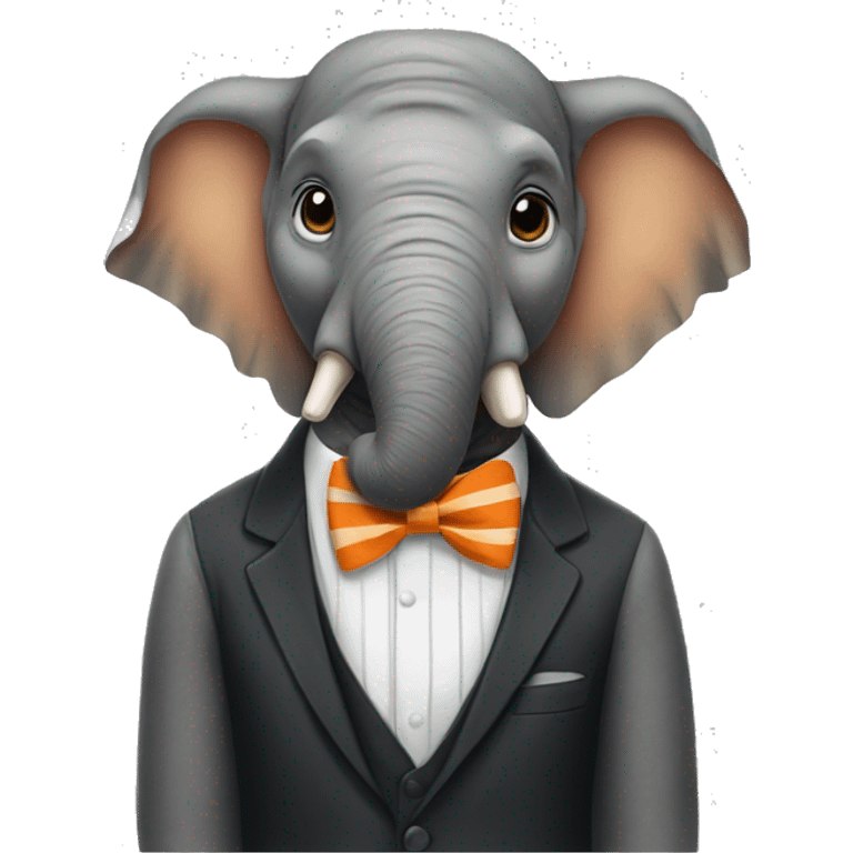 elephant with a tiger striped bow tie emoji